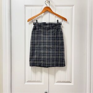 Vintage Wool Plaid Tartan Skirt Grey - XS